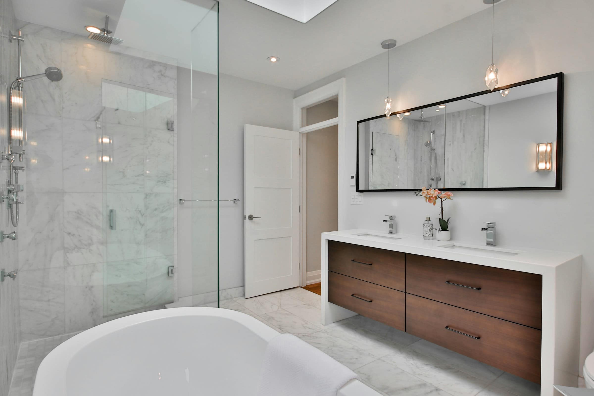 Residential renovation, modern bathroom interior